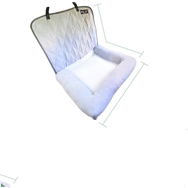 KFX-6107837 Double-Decker Pet Car Cushion with Waterproof Backing in Coconut Color and Light Gray Suede
