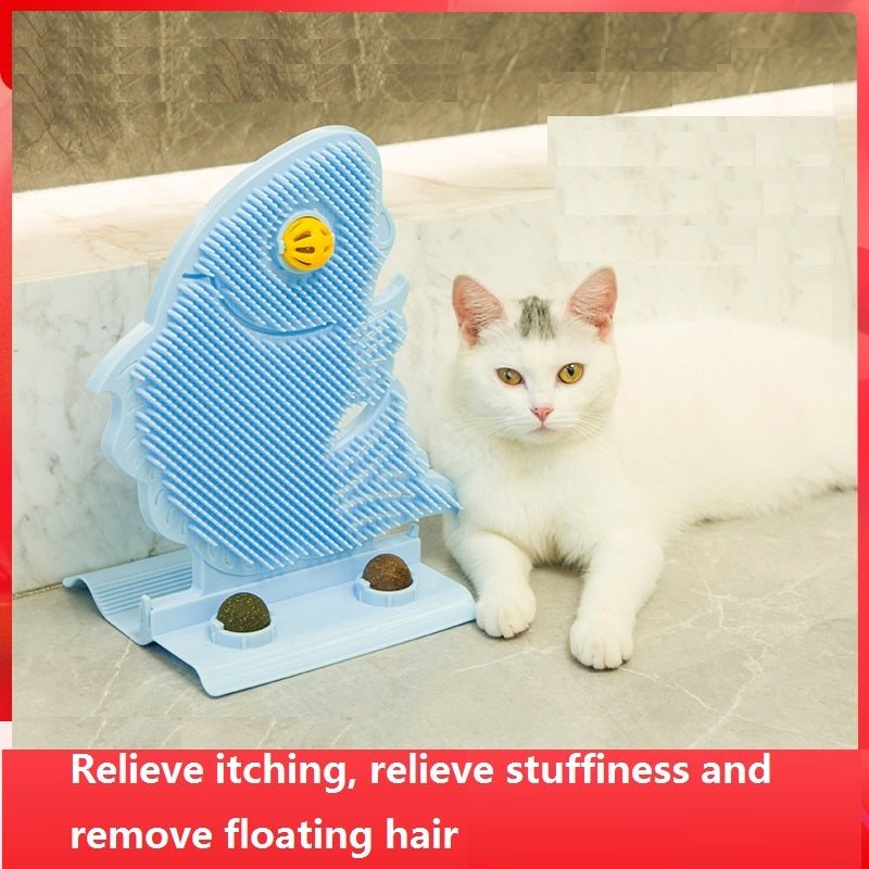 KFX-6108861 Cat Wall Scratcher with Self-Grooming Brush and Catnip Balls for Stress Relief