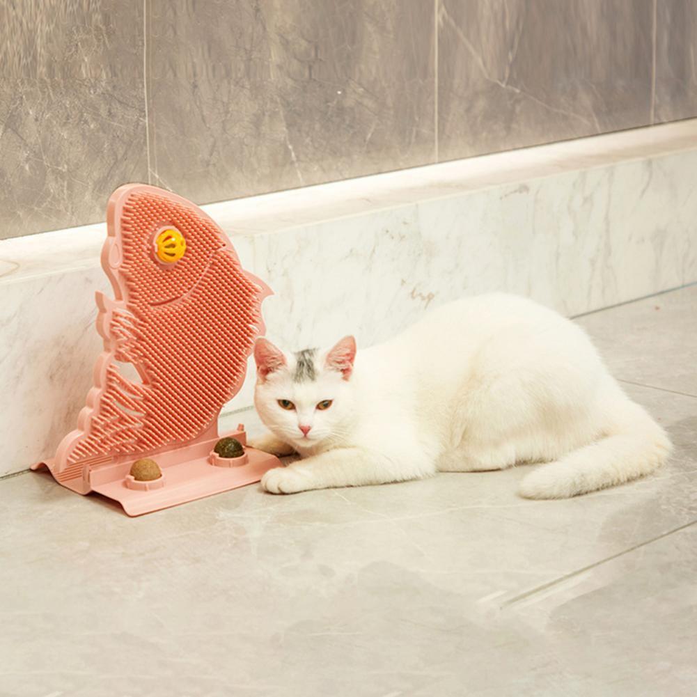 KFX-6108861 Cat Wall Scratcher with Self-Grooming Brush and Catnip Balls for Stress Relief