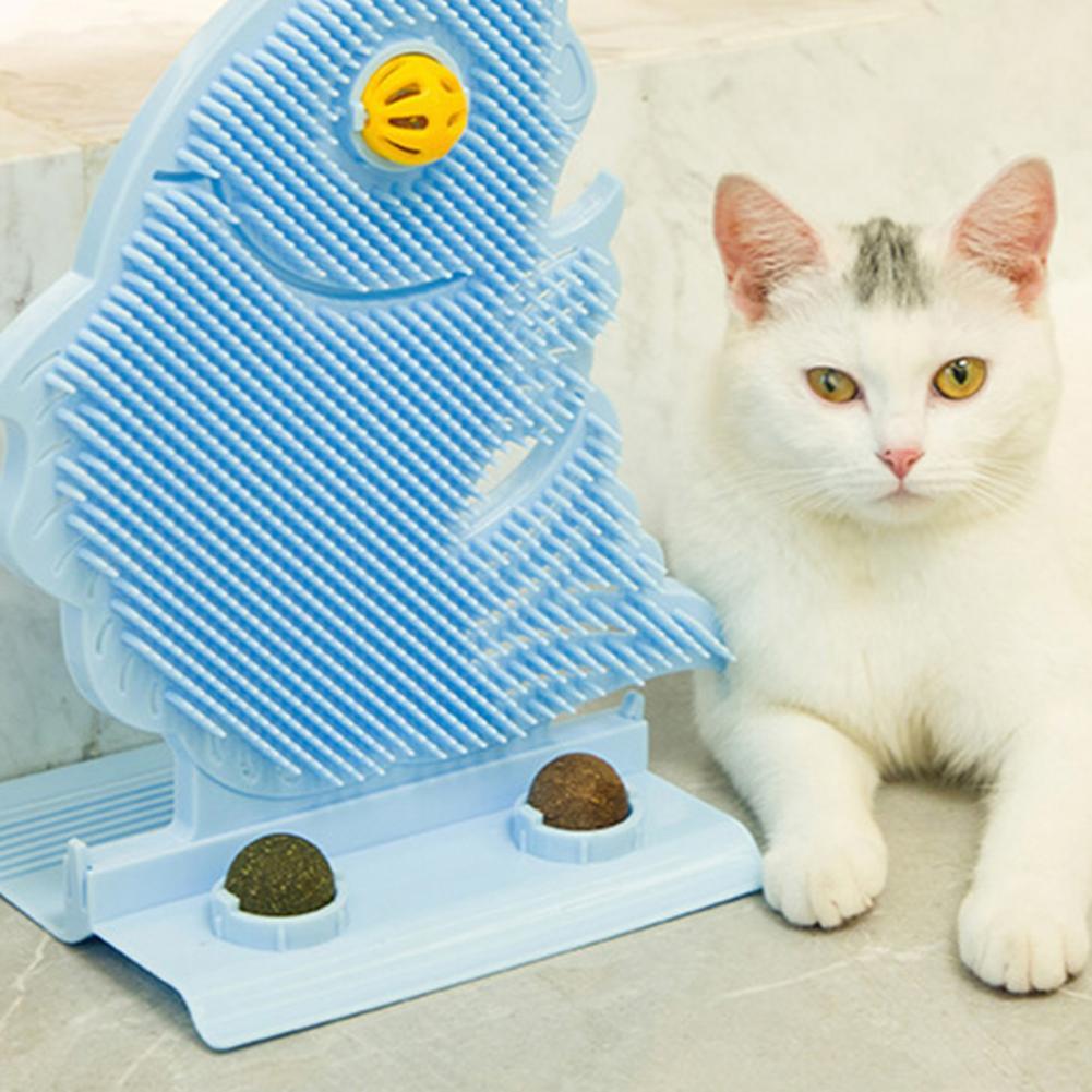 KFX-6108861 Cat Wall Scratcher with Self-Grooming Brush and Catnip Balls for Stress Relief