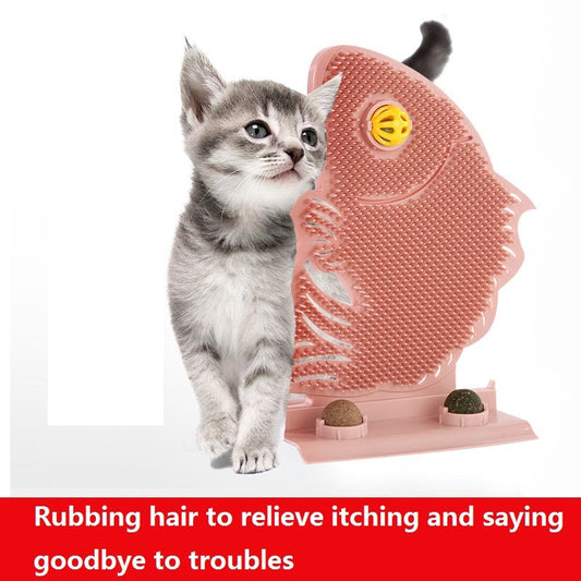 KFX-6108861 Cat Wall Scratcher with Self-Grooming Brush and Catnip Balls for Stress Relief