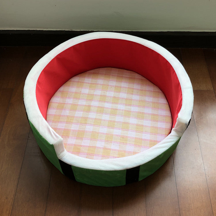 KFX-6111421 Watermelon-Shaped Pet Bed for Small Dogs - Comfortable Cloth Kennel with Outer Diameter 40cm