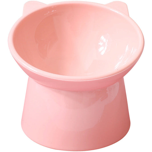 KFX-6111549 Nordic Style High Plastic Cat and Dog Bowl - Oblique Mouth Design in Light Pink, Blue Gray, and Light Green
