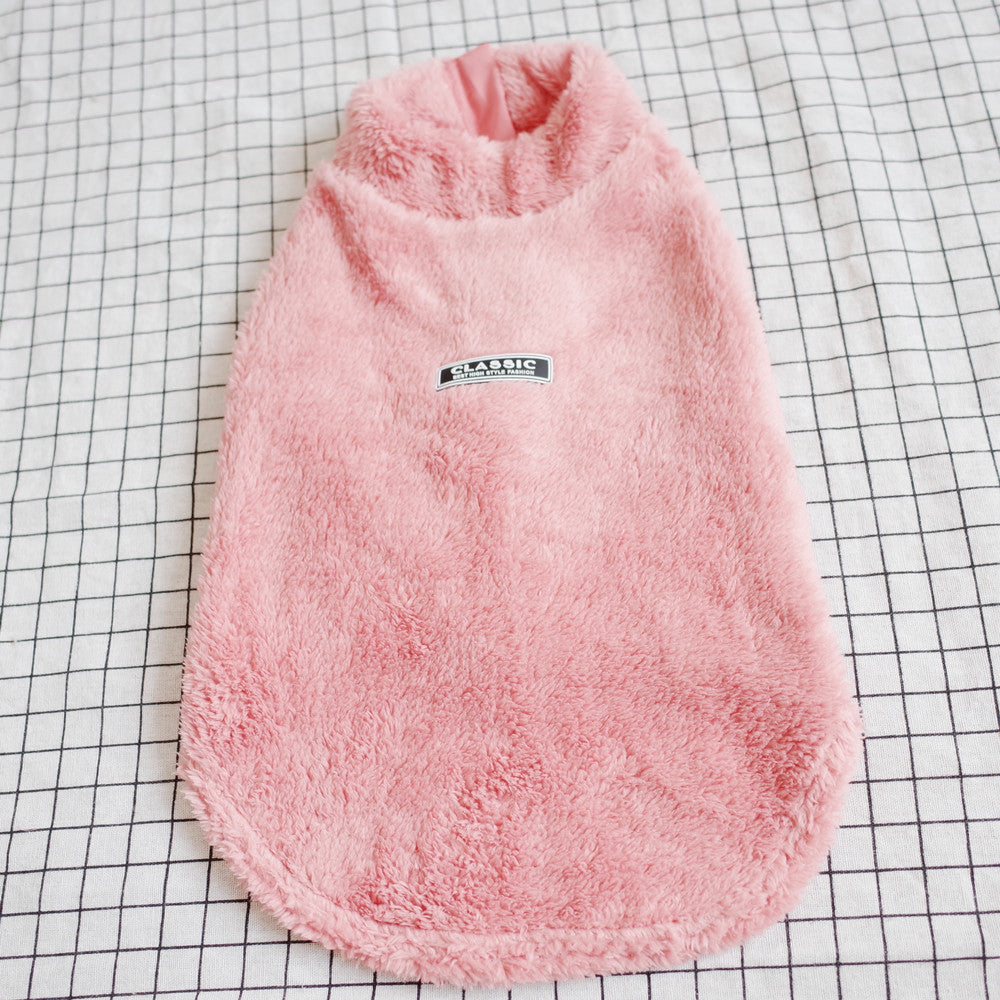 KFX-6111933 Coral Fleece High Neck Zipper Vest for Pets in Pink, Gray, and Apricot