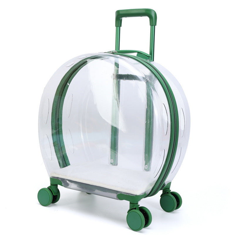 KFX-6113597 Transparent Portable Trolley Case for Cats and Small Dogs – Reinforced PC and Aluminum Alloy, Hard Shell Design