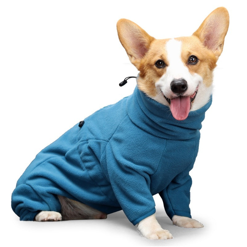 KFX-6115901 Windproof Polar Fleece Warm Clothing for Large Dogs - Available in Blue and Dark Blue