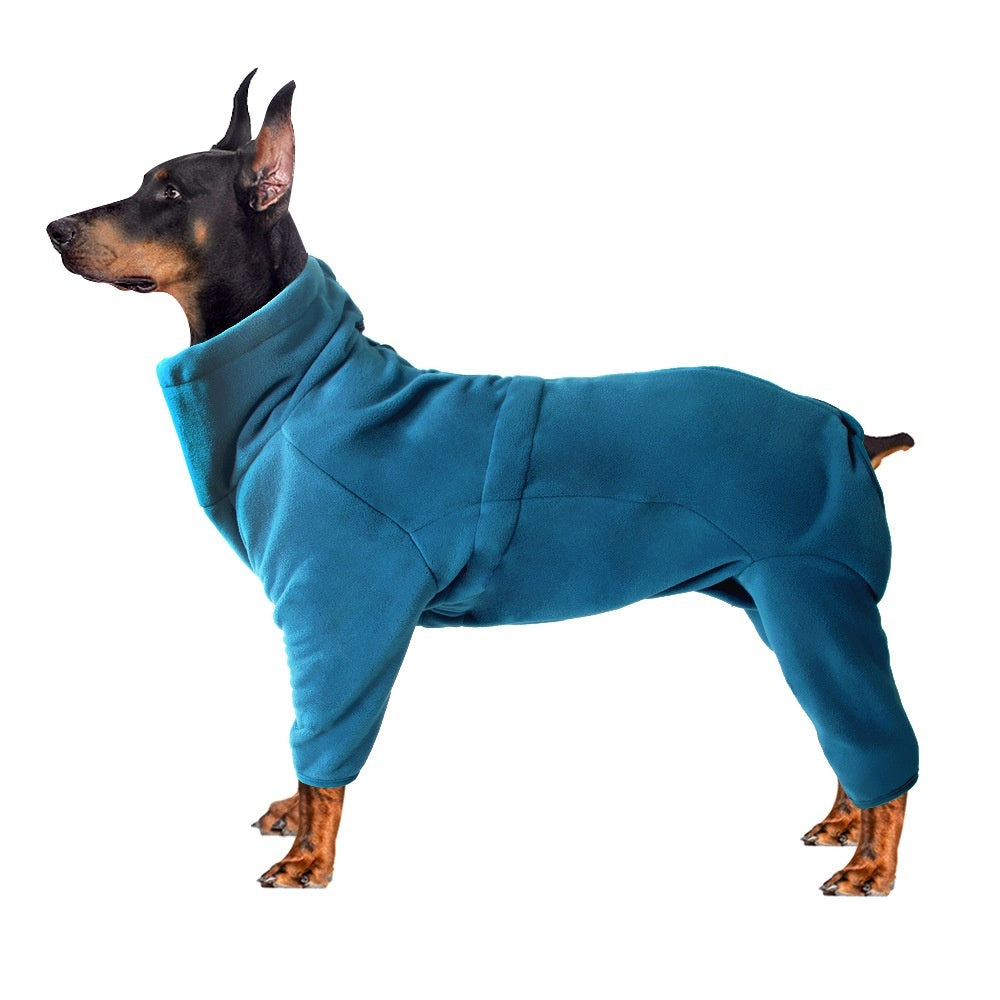 KFX-6115901 Windproof Polar Fleece Warm Clothing for Large Dogs - Available in Blue and Dark Blue