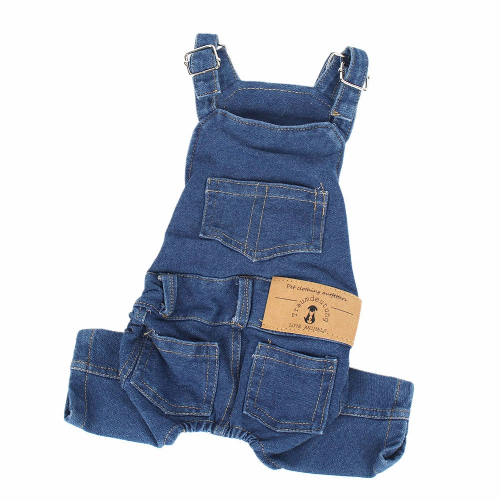 KFX-6116413 Washed Denim Pet Overalls for Small to Extra Large Pets