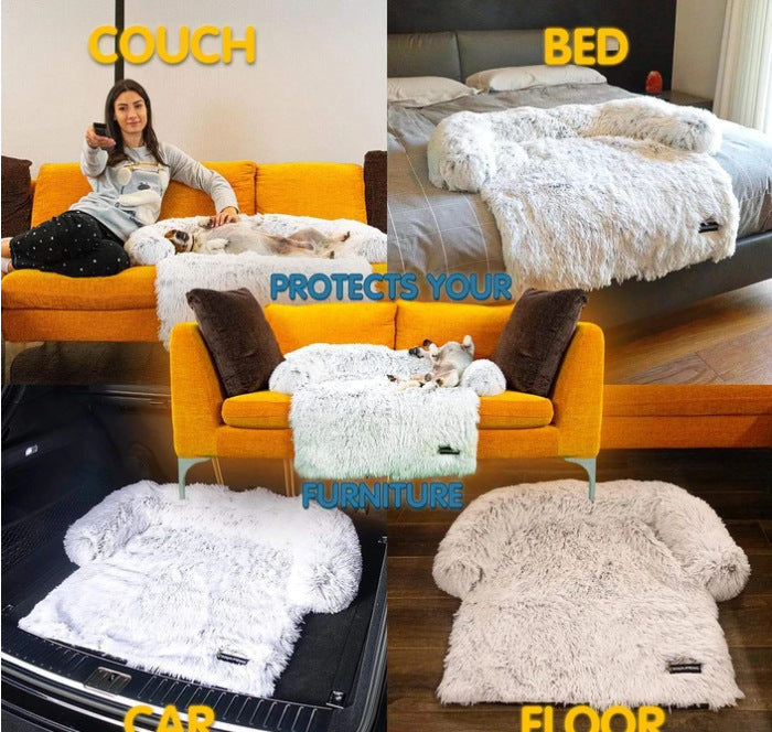 KFX-6118973 Plush Pet Blanket Cushion for Dogs – Soft, Warm, Non-Slip Mattress in Black and Gray, Available in Multiple Sizes