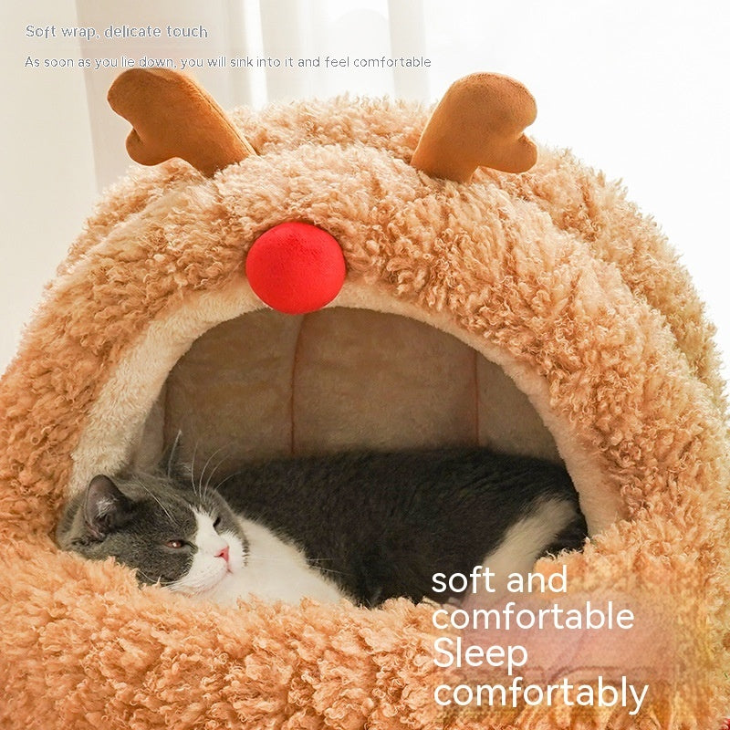 KFX-6119357 Elk Large Mongolian Bag Cat Bed Mat - Removable and Washable, Cloud and Crystal Velvet Fabric