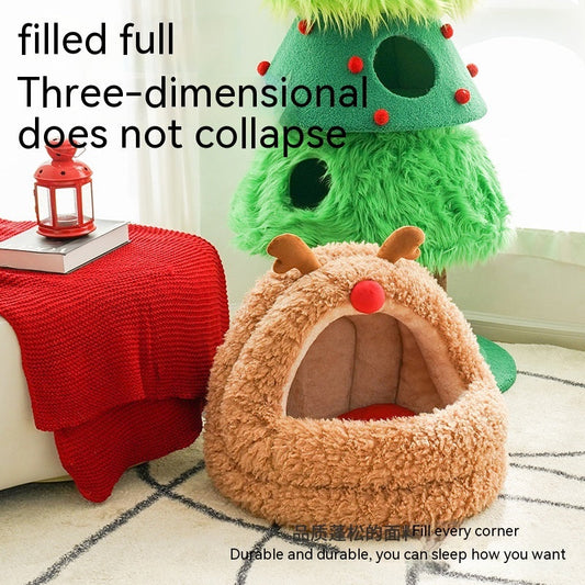 KFX-6119357 Elk Large Mongolian Bag Cat Bed Mat - Removable and Washable, Cloud and Crystal Velvet Fabric