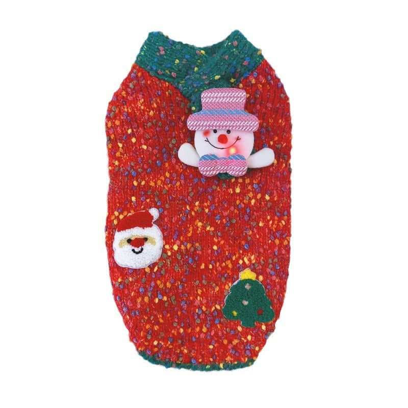 KFX-6121661 Warm Autumn/Winter Pet Sweater in Red and Green for Dogs and Cats, Unisex Wool Yarn, Size XS to XXL