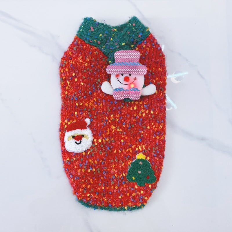 KFX-6121661 Warm Autumn/Winter Pet Sweater in Red and Green for Dogs and Cats, Unisex Wool Yarn, Size XS to XXL