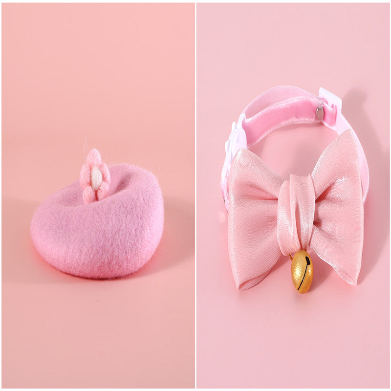 KFX-6121917 Princess Style Pet Wool Cartoon Hats for Winter - Multiple Colors Available