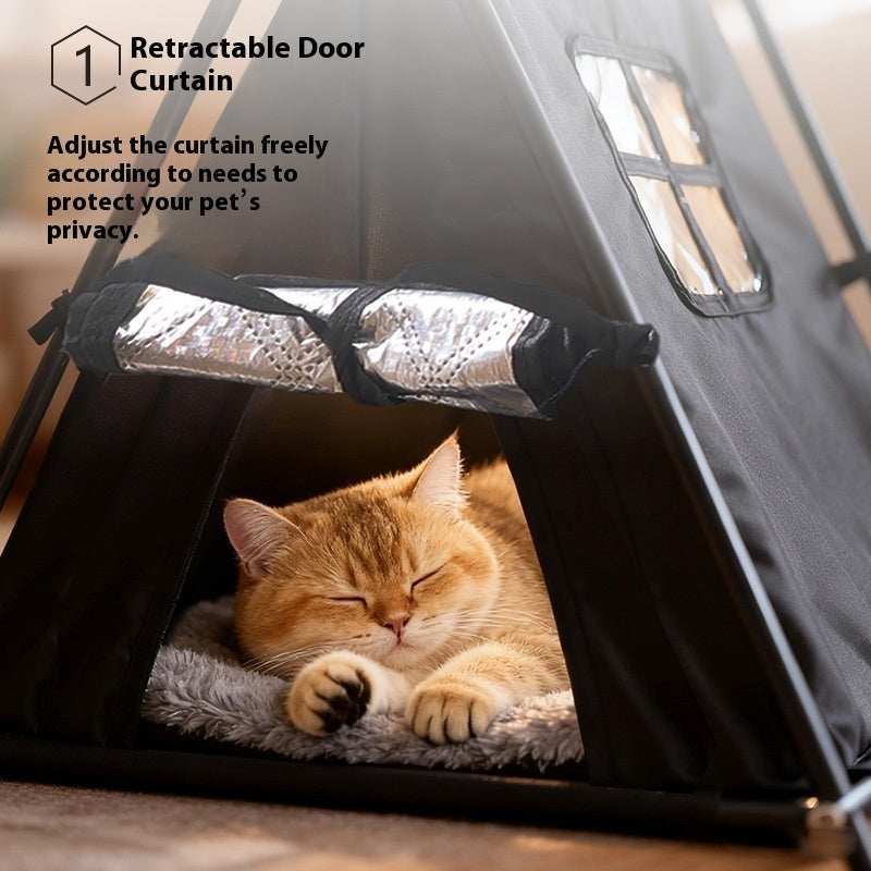 KFX-6122173 Outdoor Cat Nest - Triangle Tent for All Seasons, Durable Oxford Cloth, Small Size, Black & Gray Options
