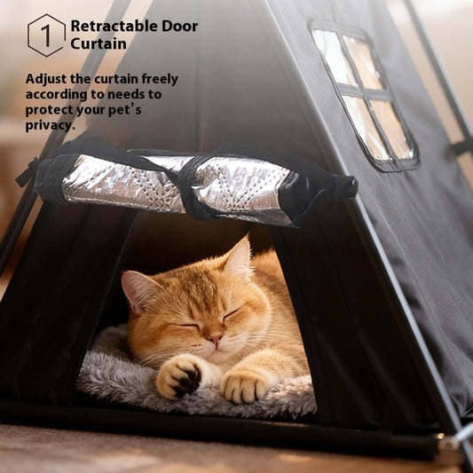 KFX-6122173 Outdoor Cat Nest - Triangle Tent for All Seasons, Durable Oxford Cloth, Small Size, Black & Gray Options