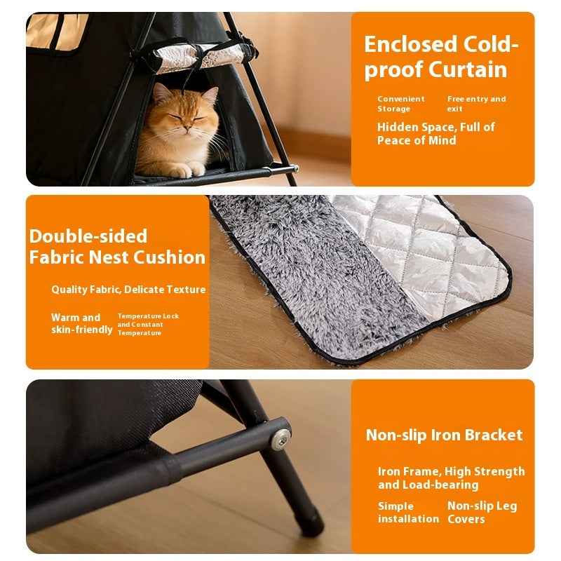 KFX-6122173 Outdoor Cat Nest - Triangle Tent for All Seasons, Durable Oxford Cloth, Small Size, Black & Gray Options