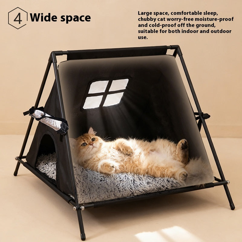 KFX-6122173 Outdoor Cat Nest - Triangle Tent for All Seasons, Durable Oxford Cloth, Small Size, Black & Gray Options