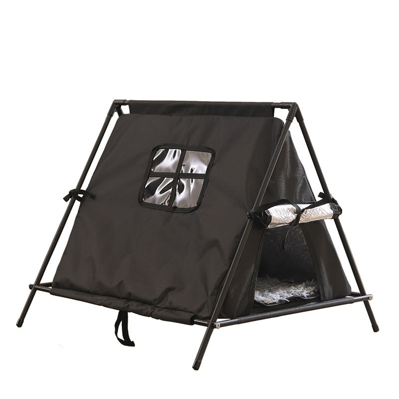 KFX-6122173 Outdoor Cat Nest - Triangle Tent for All Seasons, Durable Oxford Cloth, Small Size, Black & Gray Options