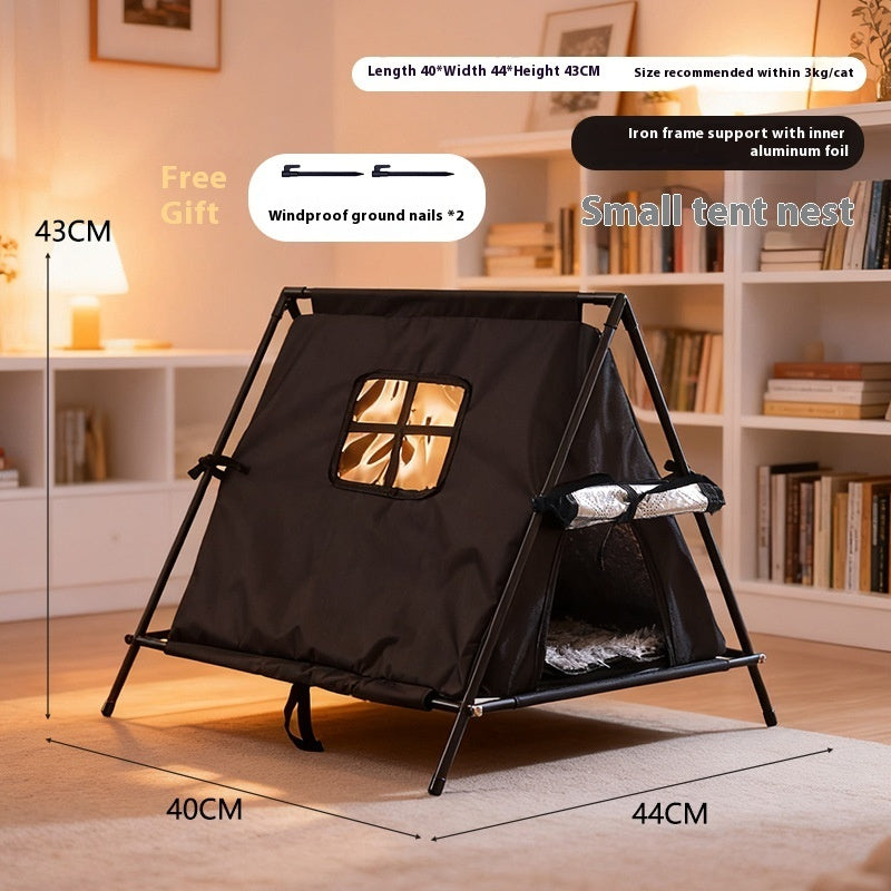KFX-6122173 Outdoor Cat Nest - Triangle Tent for All Seasons, Durable Oxford Cloth, Small Size, Black & Gray Options
