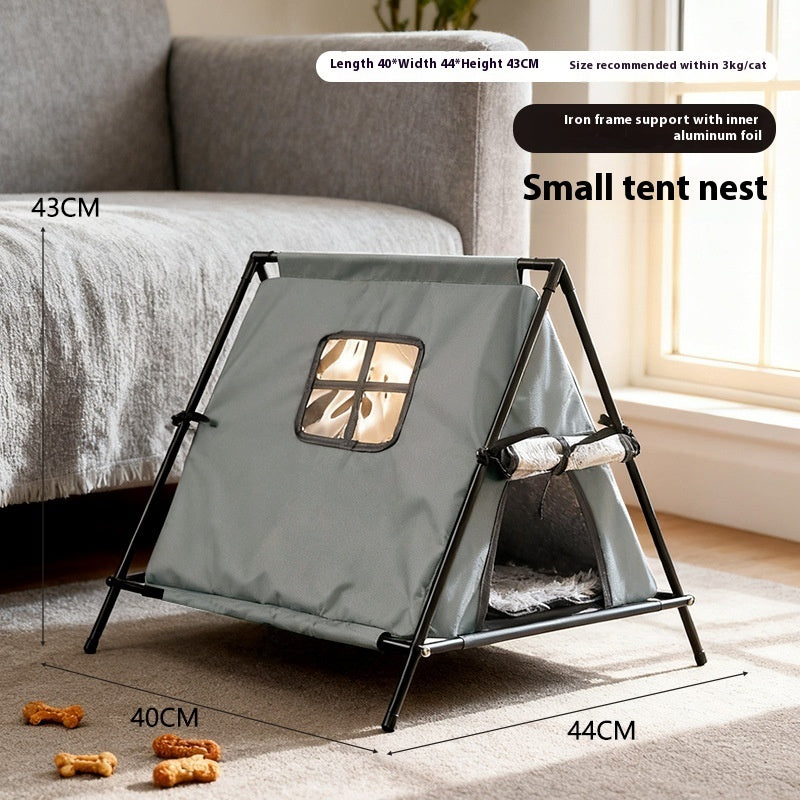 KFX-6122173 Outdoor Cat Nest - Triangle Tent for All Seasons, Durable Oxford Cloth, Small Size, Black & Gray Options