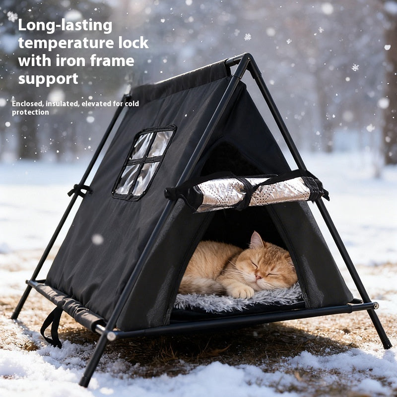 KFX-6122173 Outdoor Cat Nest - Triangle Tent for All Seasons, Durable Oxford Cloth, Small Size, Black & Gray Options