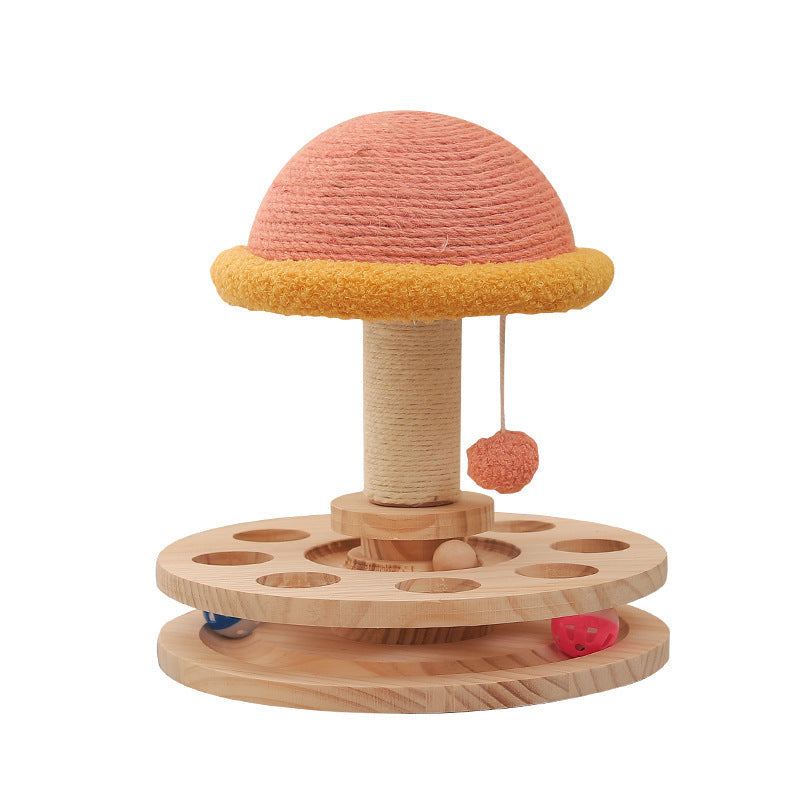 KFX-6123709 Solid Wood Cat Climbing Frame with Sisal Scratching Pillars - Available in Small and Large