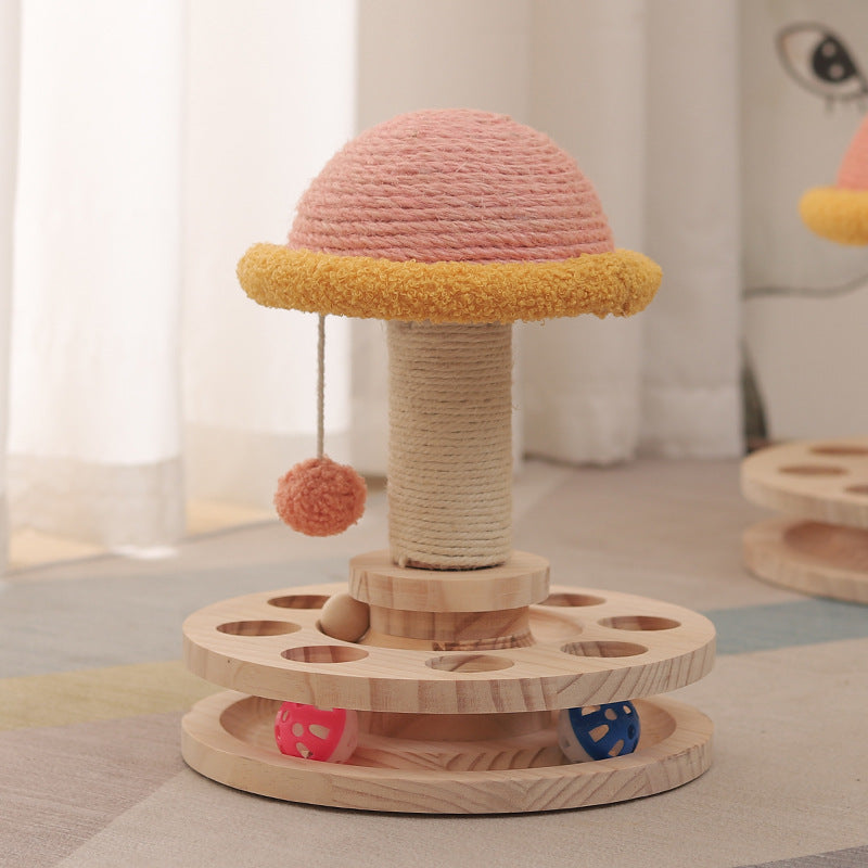KFX-6123709 Solid Wood Cat Climbing Frame with Sisal Scratching Pillars - Available in Small and Large