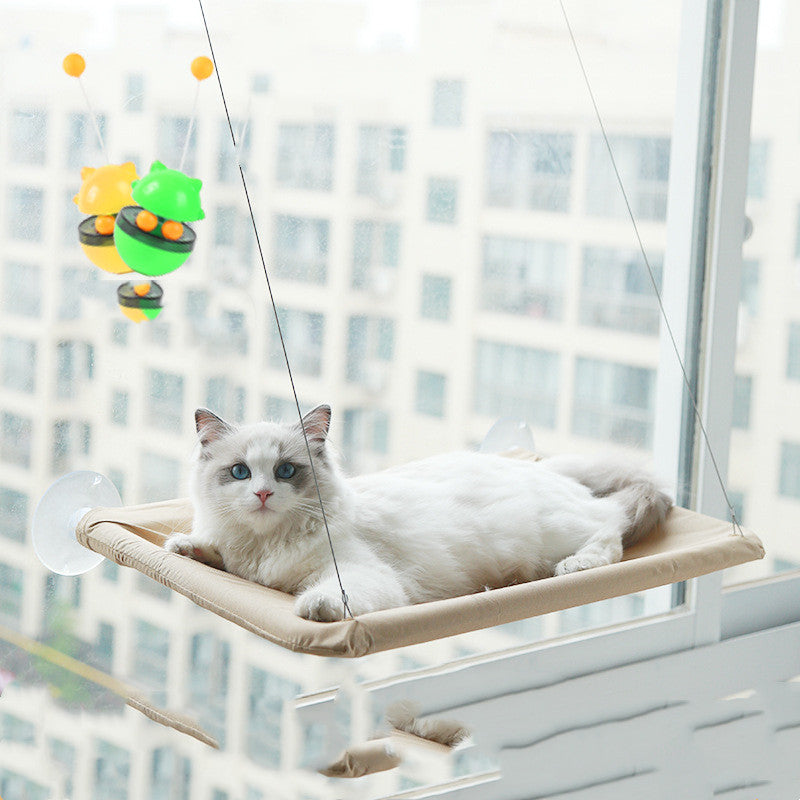 KFX-6124477 Blue Cat Suction Cup Hanging Hammock with Soft Chair and Cozy Accessories for Sunbathing