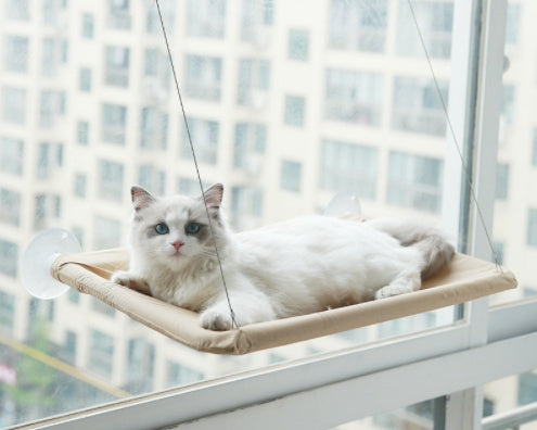 KFX-6124477 Blue Cat Suction Cup Hanging Hammock with Soft Chair and Cozy Accessories for Sunbathing