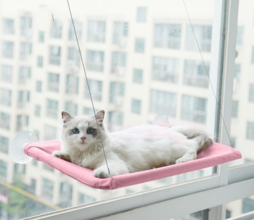 KFX-6124477 Blue Cat Suction Cup Hanging Hammock with Soft Chair and Cozy Accessories for Sunbathing