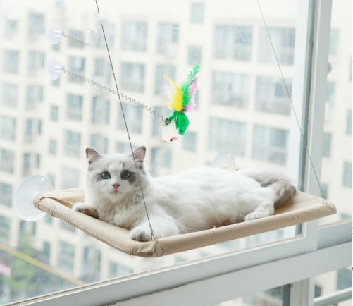 KFX-6124477 Blue Cat Suction Cup Hanging Hammock with Soft Chair and Cozy Accessories for Sunbathing