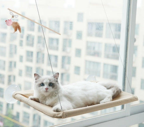 KFX-6124477 Blue Cat Suction Cup Hanging Hammock with Soft Chair and Cozy Accessories for Sunbathing