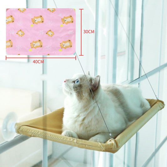 KFX-6124477 Blue Cat Suction Cup Hanging Hammock with Soft Chair and Cozy Accessories for Sunbathing