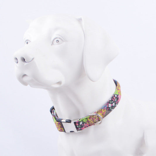 KFX-6124861 Ethnic Style Half Metal Dog Collar - Adjustable Cloth Design for All Breeds