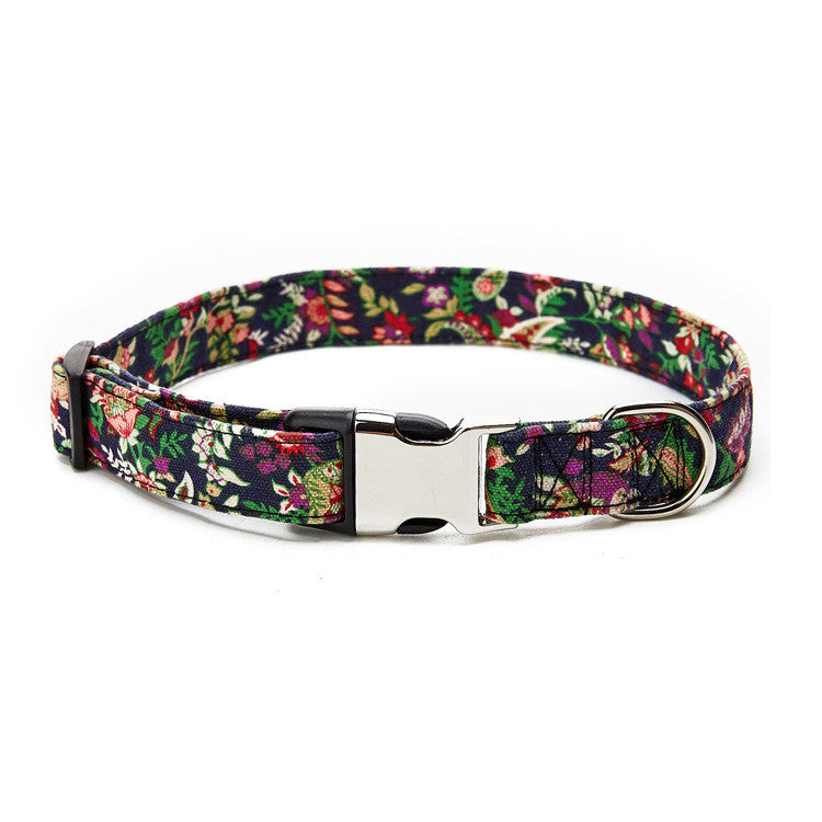KFX-6124861 Ethnic Style Half Metal Dog Collar - Adjustable Cloth Design for All Breeds