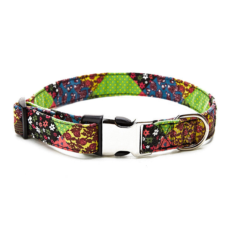 KFX-6124861 Ethnic Style Half Metal Dog Collar - Adjustable Cloth Design for All Breeds