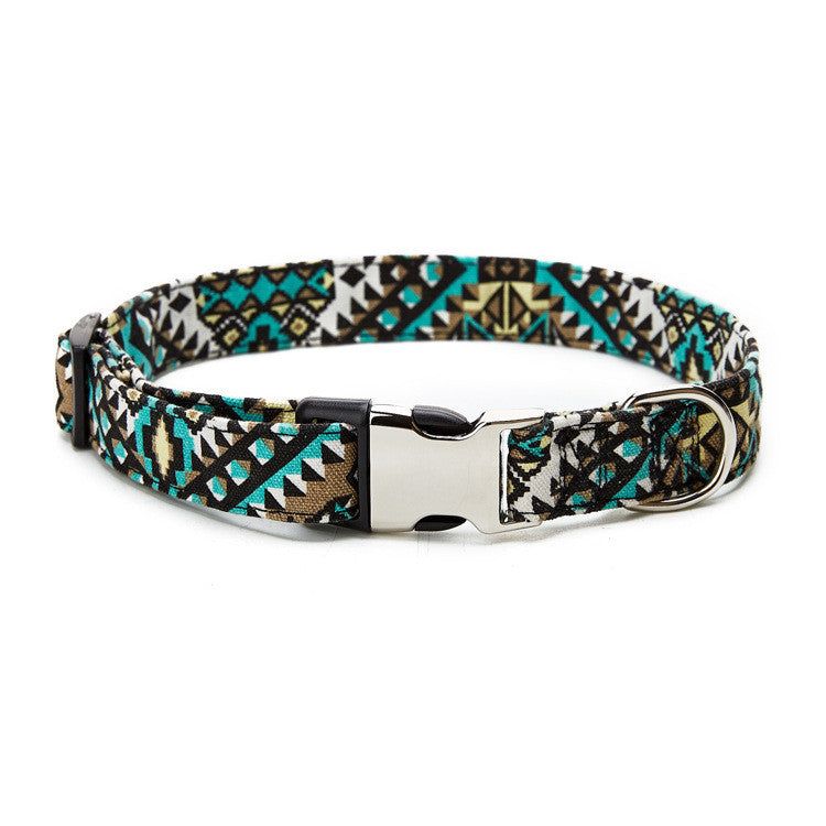 KFX-6124861 Ethnic Style Half Metal Dog Collar - Adjustable Cloth Design for All Breeds