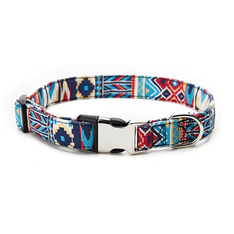 KFX-6124861 Ethnic Style Half Metal Dog Collar - Adjustable Cloth Design for All Breeds
