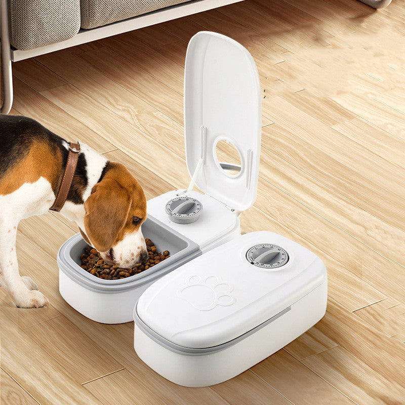 KFX-6126653 Automatic Pet Feeder with Water Dispenser - Stainless Steel Feeder for Cats and Dogs, Two Meal Options