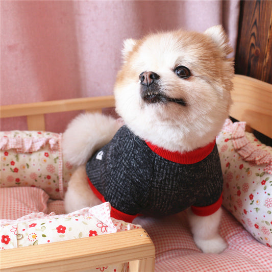 KFX-6127933 Cotton Fleece Sweatshirt for Dogs - Navy Blue Love Dad & Gray Love Mom Options