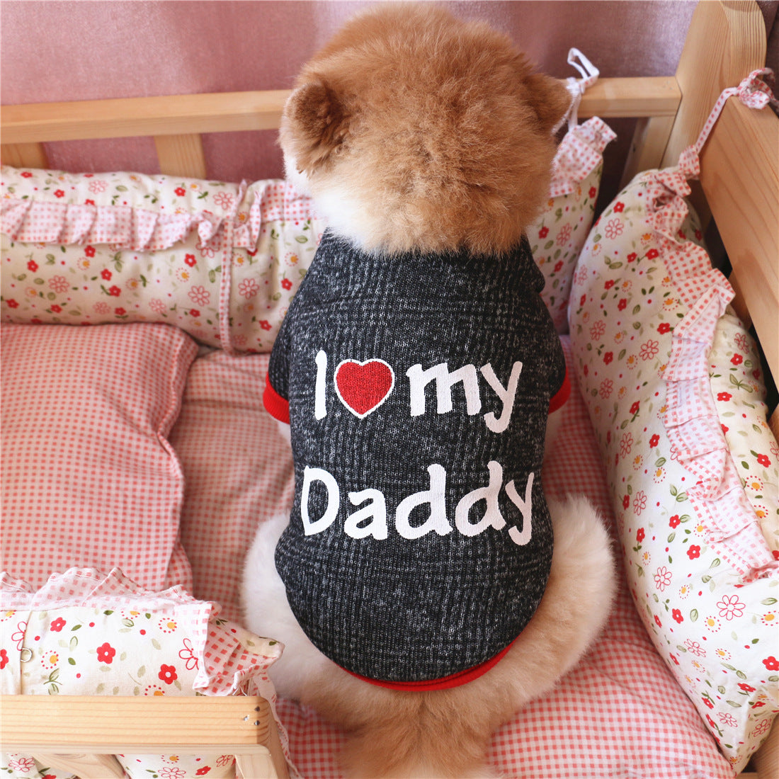 KFX-6127933 Cotton Fleece Sweatshirt for Dogs - Navy Blue Love Dad & Gray Love Mom Options