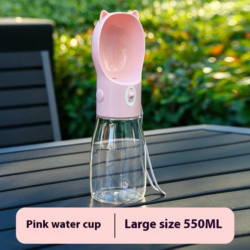 KFX-6128701 Portable Pet Water Bottle - 380ml and 550ml Sizes Available in Yellow, Gray, and Pink