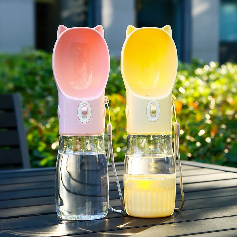 KFX-6128701 Portable Pet Water Bottle - 380ml and 550ml Sizes Available in Yellow, Gray, and Pink