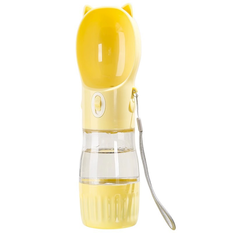 KFX-6128701 Portable Pet Water Bottle - 380ml and 550ml Sizes Available in Yellow, Gray, and Pink