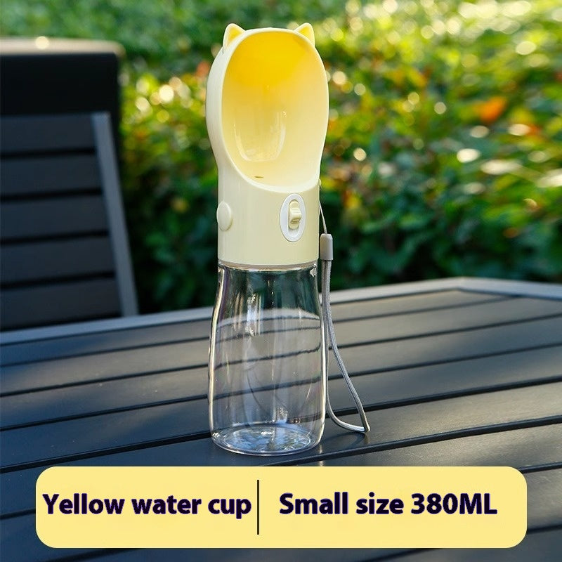 KFX-6128701 Portable Pet Water Bottle - 380ml and 550ml Sizes Available in Yellow, Gray, and Pink