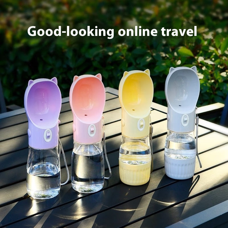 KFX-6128701 Portable Pet Water Bottle - 380ml and 550ml Sizes Available in Yellow, Gray, and Pink