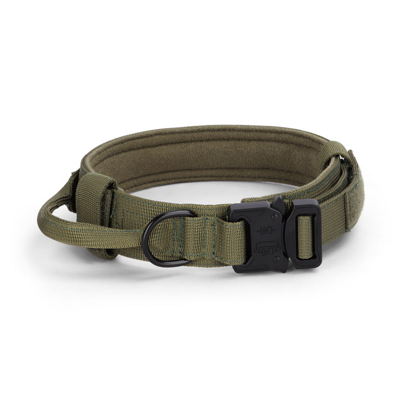 KFX-6130621 Adjustable Tactical Dog Collar with Traction Rope - Military-Style Pet Accessory for Medium to Large Breeds