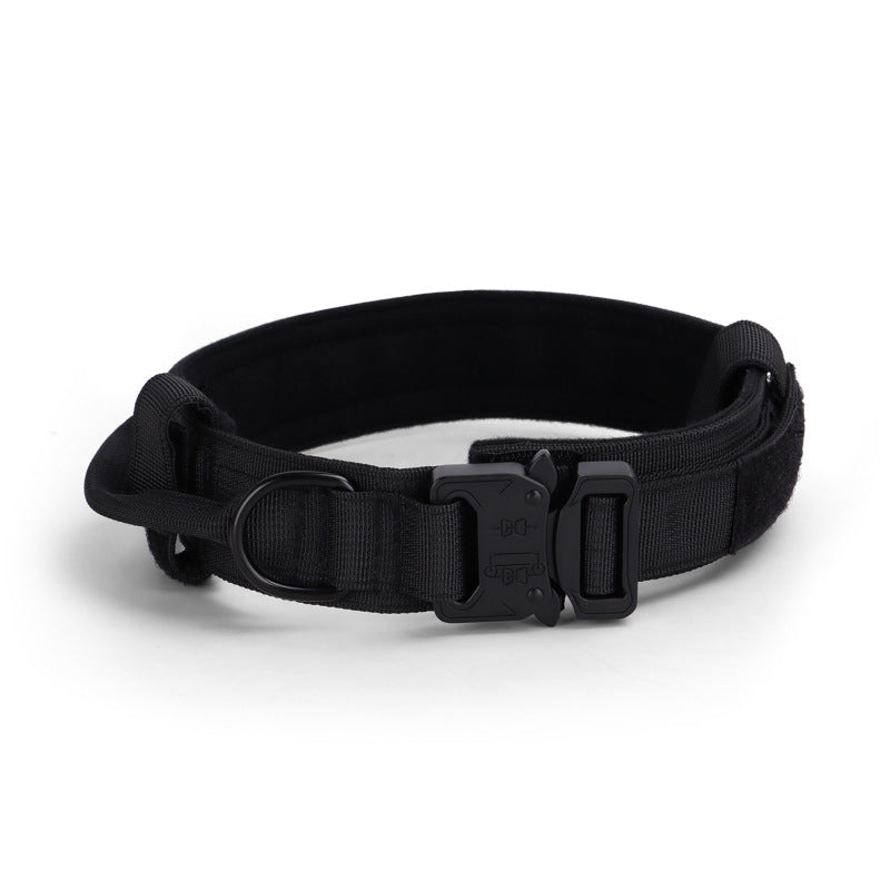 KFX-6130621 Adjustable Tactical Dog Collar with Traction Rope - Military-Style Pet Accessory for Medium to Large Breeds