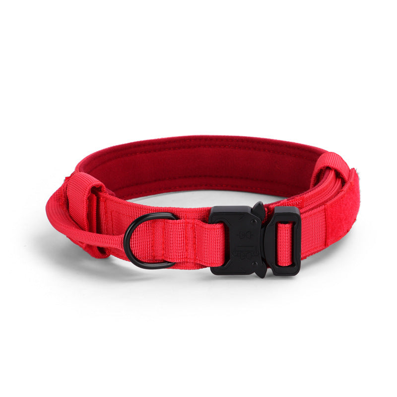 KFX-6130621 Adjustable Tactical Dog Collar with Traction Rope - Military-Style Pet Accessory for Medium to Large Breeds